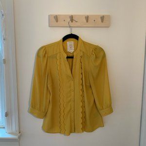 Anthropologie Meadow Rue Mustard Scallop Blouse